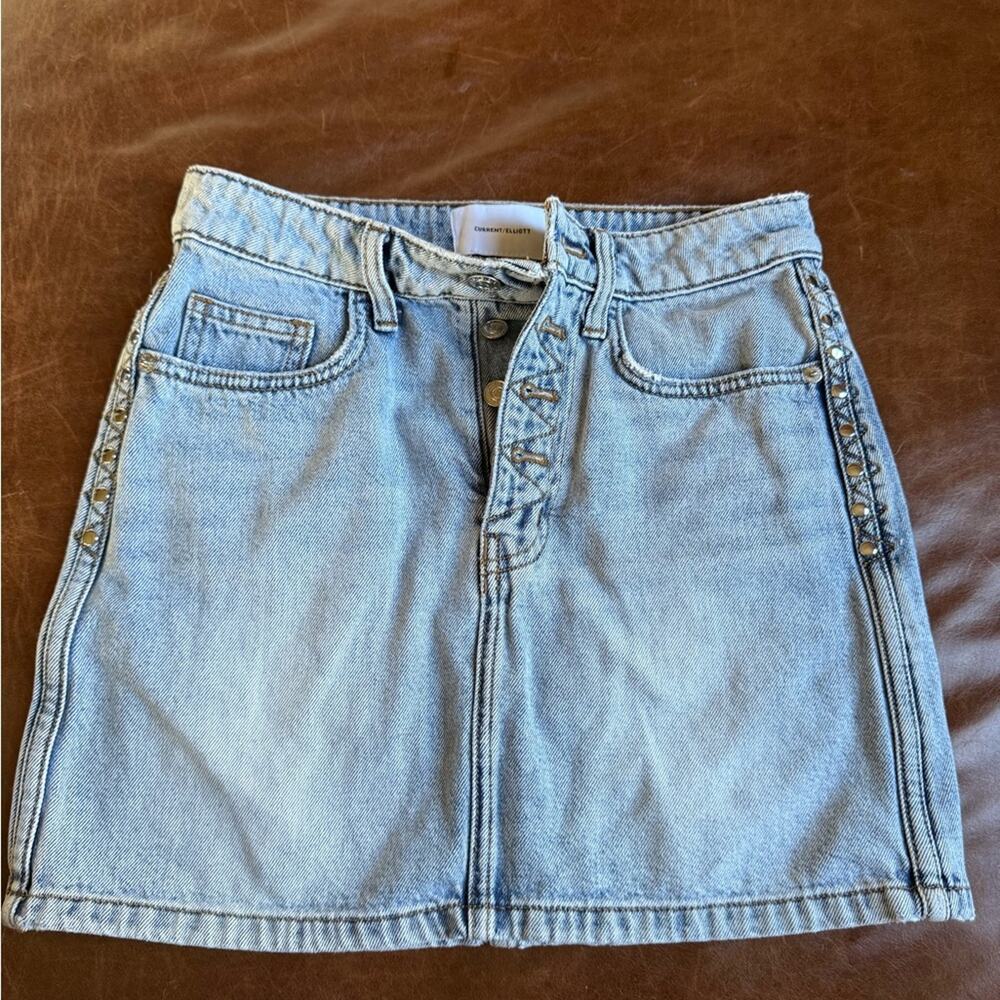 Current/Elliott Light Blue Denim Mini Skirt